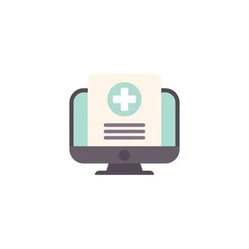 Online medical record displaying on computer screen icon Stock Illustration