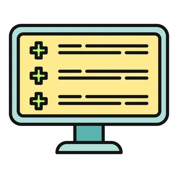 Online medical record system on computer monitor イラスト素材