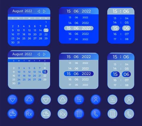 Online medicine schedule UI elements kit Stock Illustration