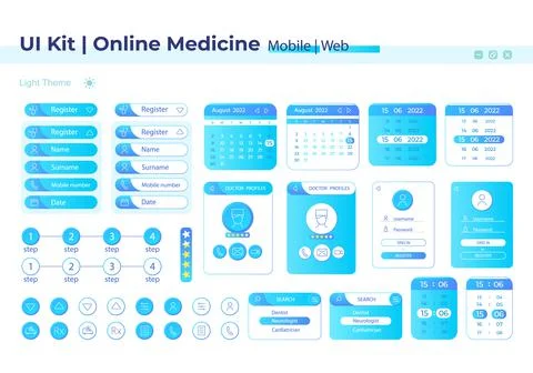 Online medicine UI elements kit Stock Illustration