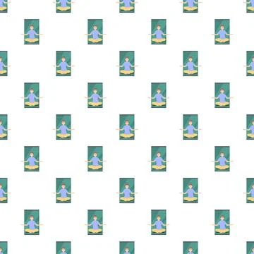 Online meditation app seamless pattern for digital wellness Stock Illustration