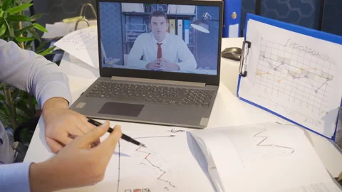 Online meeting about chart analysis and business. Stock-Footage 220642994