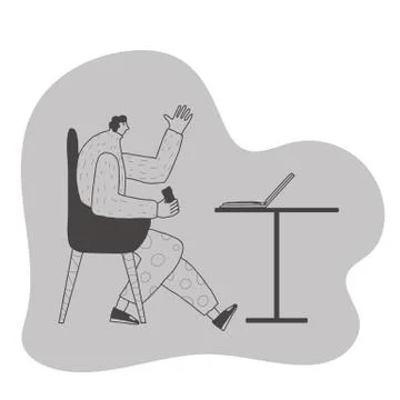 Online meeting. Interactive communication concept. Vector flat illustartion. Illustrazione stock