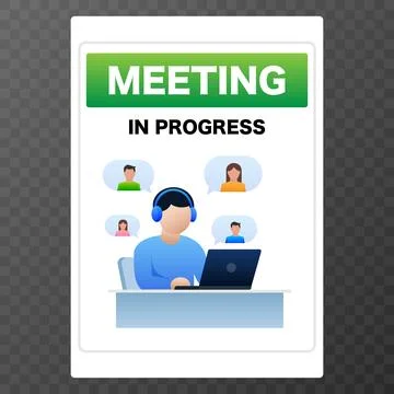 Online Meeting In Progress Notification. Vector illustration. Stock Illustration