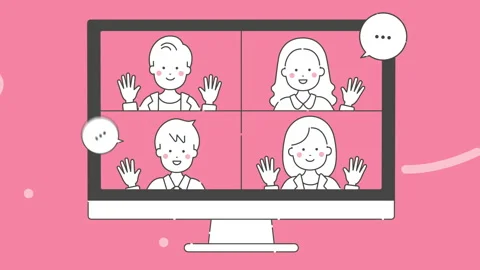 Online meetings using a desktop computer. Animation video material. Stock-Footage 150481688