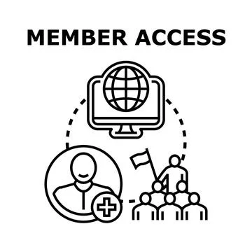 Online member access connecting users community Stock Illustration