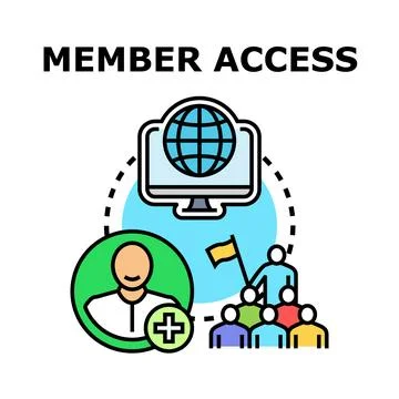 Online member access connecting users community Stock Illustration