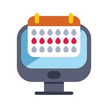 Online menstruation period tracker app on computer screen Stock Illustration