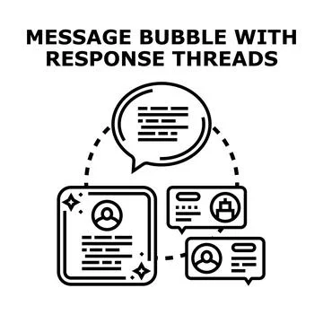Online message communication with conversation threads and replies Stock Illustration