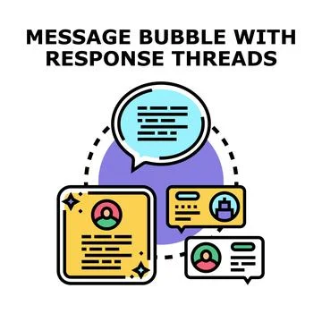 Online message communication with conversation threads and replies Stock Illustration