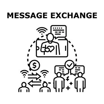Online message exchange for social network communication Ilustración de archivo