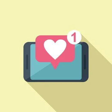 Online like message icon flat vector. Internet mobile Stock Illustration