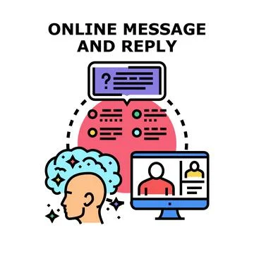 Online message reply communication brainstorming concept イラスト素材