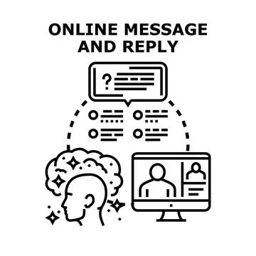 Online message reply communication brainstorming concept Stockillustratie