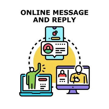 Online message reply feedback using virtual communication technology Stock Illustration