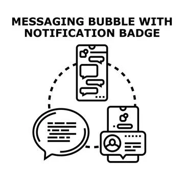 Online messaging application concept with notification Stock Illustration
