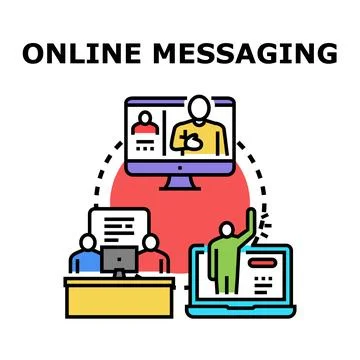 Online messaging communicating and interacting with remote colleagues Stock Illustration