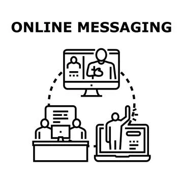 Online messaging communicating and interacting with remote colleagues Stock Illustration