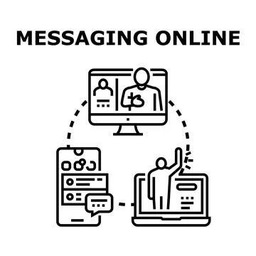 Online messaging communicating and remote conferencing illustration Stock Illustration