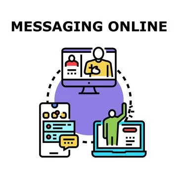 Online messaging communicating and remote conferencing illustration Stock Illustration
