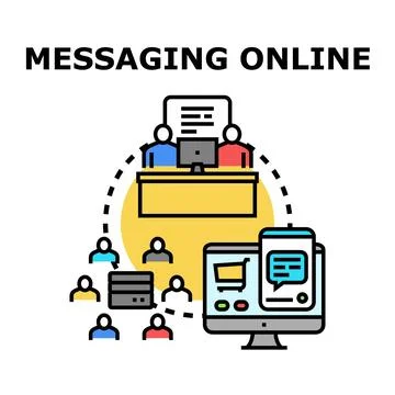 Online messaging concept with customer support and e commerce Stock Illustration