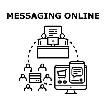 Online messaging concept with customer support and e commerce Stock-Illustration