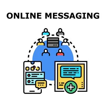 Online messaging concept with global communication and social network Stock Illustration