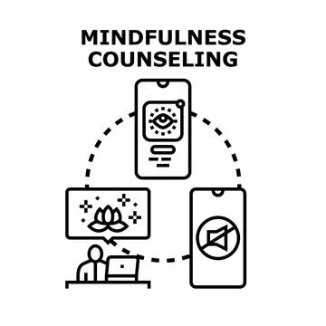 Online mindfulness counseling therapy application concept Stock Illustration