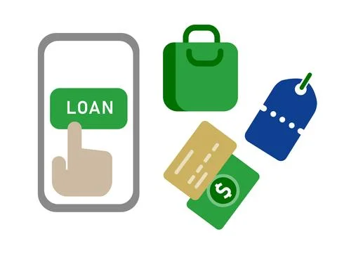 Online mobile peer to peer lending loan application smartphone to pay buy Stock Illustration