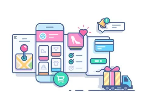 Online mobile shop Stock Illustration