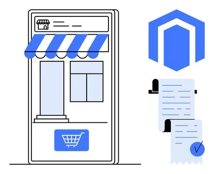 Online Mobile Shop Interface with E-commerce Theme and Transaction Process 스톡 일러스트