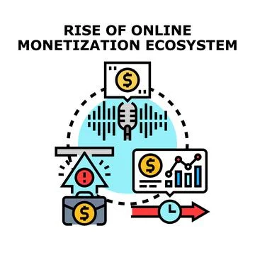 Online monetization ecosystem developing for content creators 스톡 일러스트