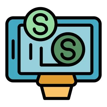 Online money icon vector flat Stockillustratie