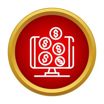Online money income on a computer screen icon Stock Illustration