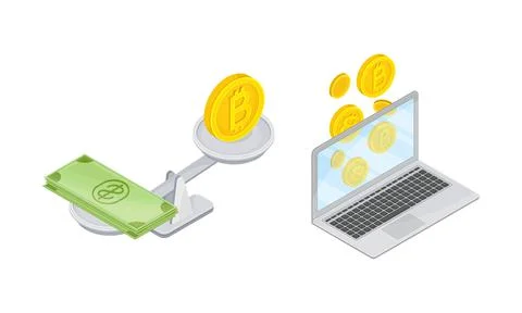 Online money transfer, cripto currency exchange cartoon vector illustration Stock-Illustration
