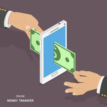 Online money transfer isometric vector illustration. Stock Illustration