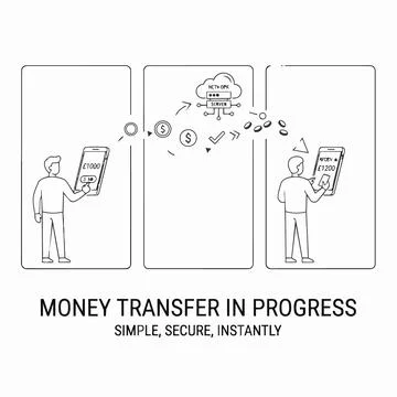 Online money transfer, secure payment, instant transaction, finance concept.. 库存插图
