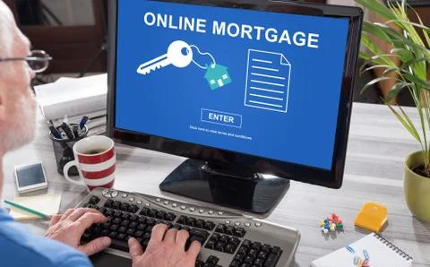 Online mortgage concept on a computer Stock Photos