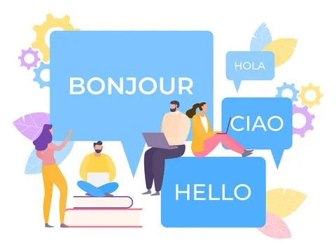 Online multi language translator vector Illustration. Application simplifies Stock Illustration