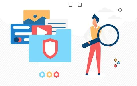 Online multimedia data information searching process Illustrazione stock