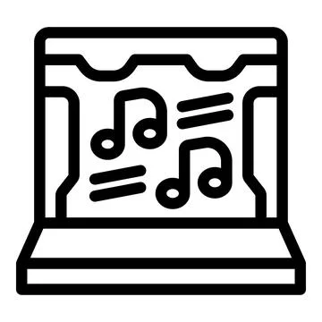 Online music streaming platform interface displaying musical notes Stock Illustration