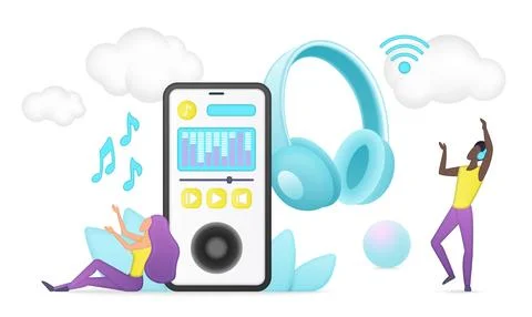 Online Music Streaming Volumetric Vector Concept Stock Illustration