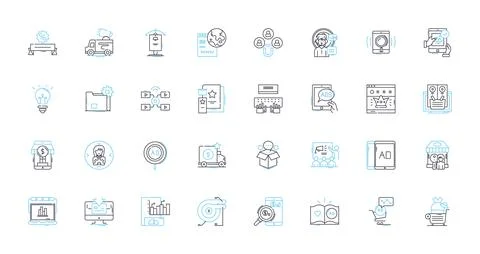 Online nerking linear icons set. Connection, Collaboration, Nerking, Engagement イラスト素材