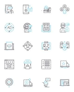 Online nerking linear icons set. Connection, Collaboration, Nerking, Engagement Stock Illustration