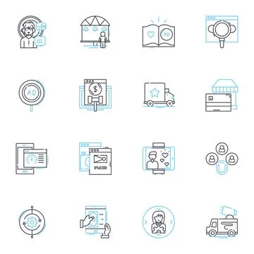 Online nerking linear icons set. Connection, Collaboration, Nerking, Engagement イラスト素材