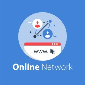 Online network, people connection, distant work, public relations Stock Illustration