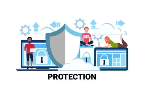 Online network security data protection concept privacy information padlock web Stock Illustration