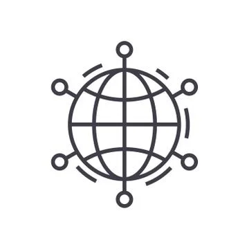 Online networking concept vector thin line icon, symbol, sign, illustration on 스톡 일러스트