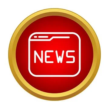 Online news computer window icon in red circle Illustrazione stock