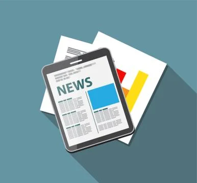 Online News illustration. Flat computing background 库存插图